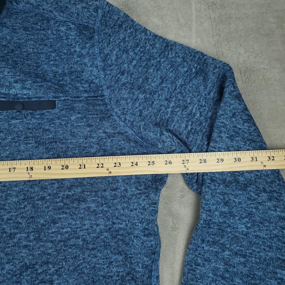 Eddie Bauer Pullover Mens XL Blue Sweater Fleece 1/4 Zip Mock Neck Warm - Picture 8 of 11